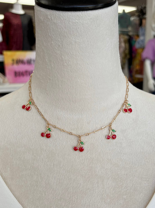 KK Gold Cherry Charm Necklace