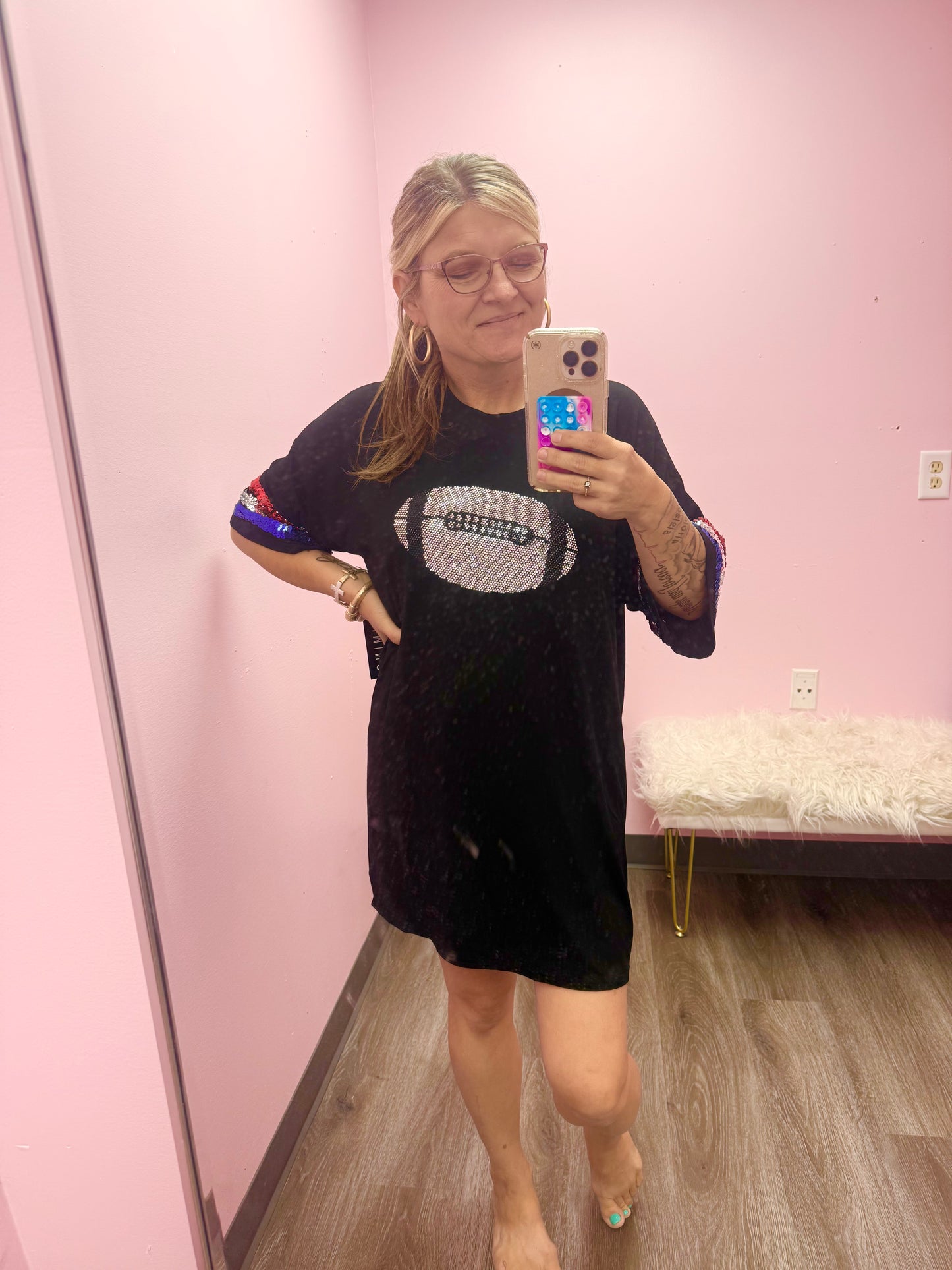 Women’s Black Sequin Football Dress