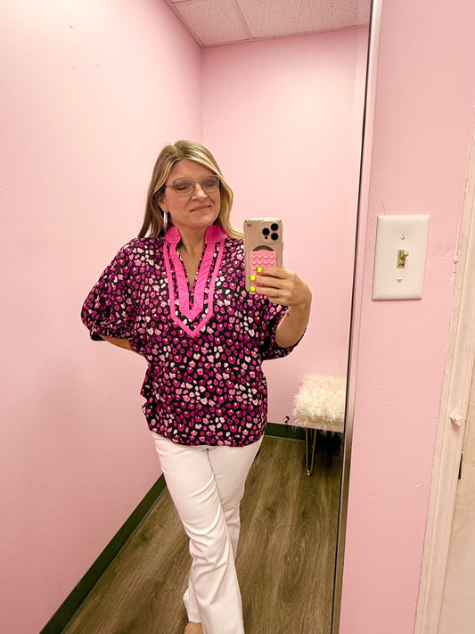 Women’s Entro Plus Black & Pink Top