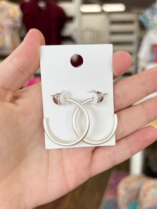 KK Small Matte Silver Hoops