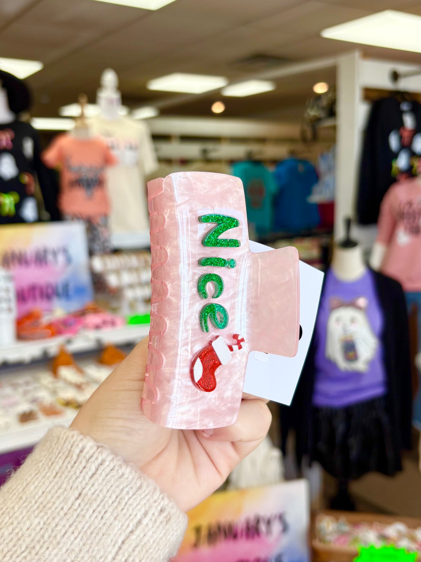 KK Pink Christmas Hair Clip