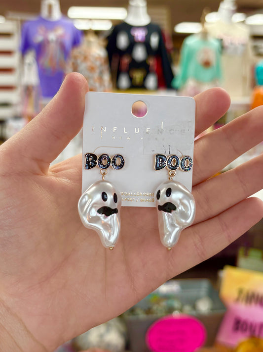 “BOO” Pearl Ghost Earrings
