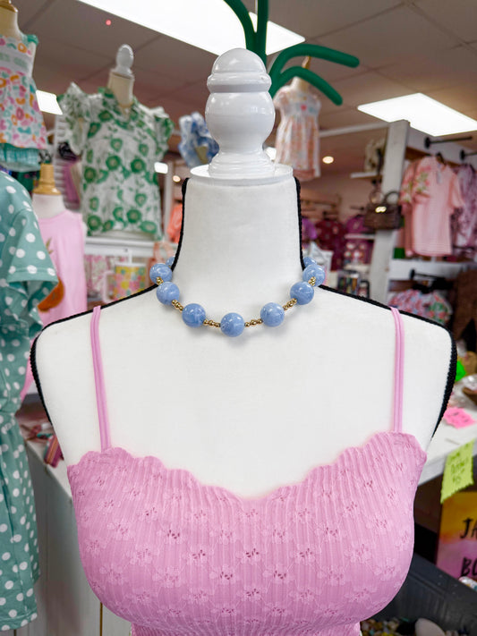 Blue & Gold Chunky Necklace