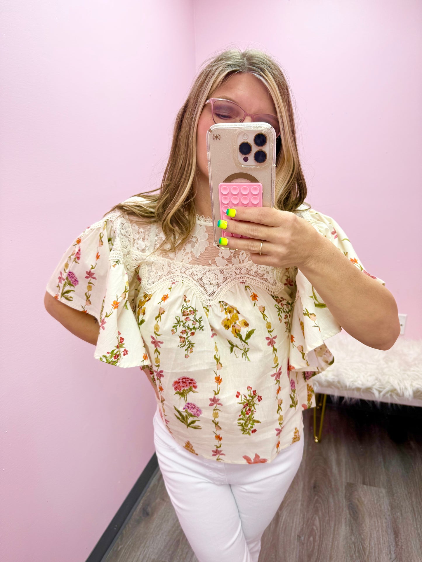 Women’s Entro Cream Floral Top