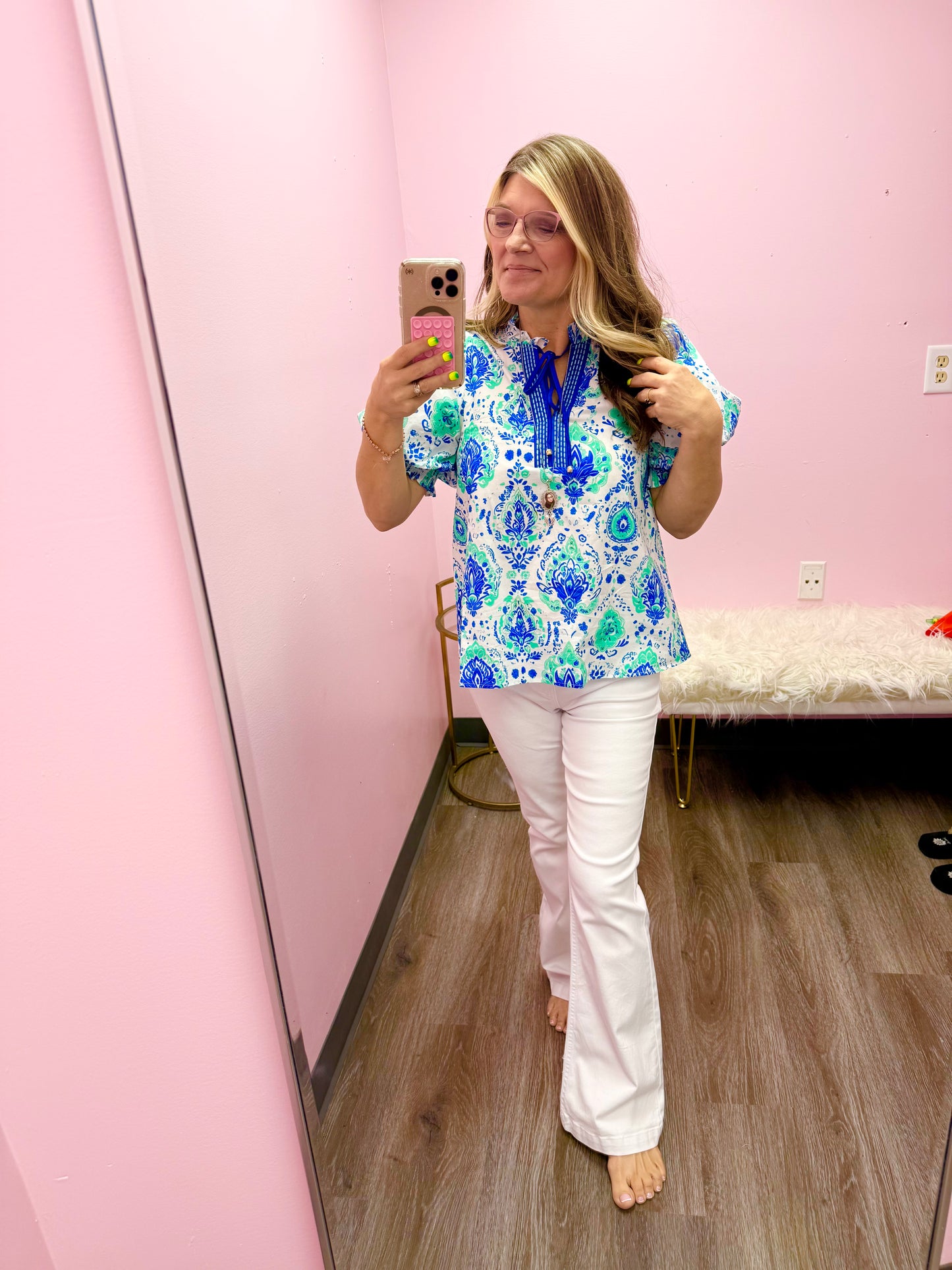 Women’s Entro Blue & Green Top