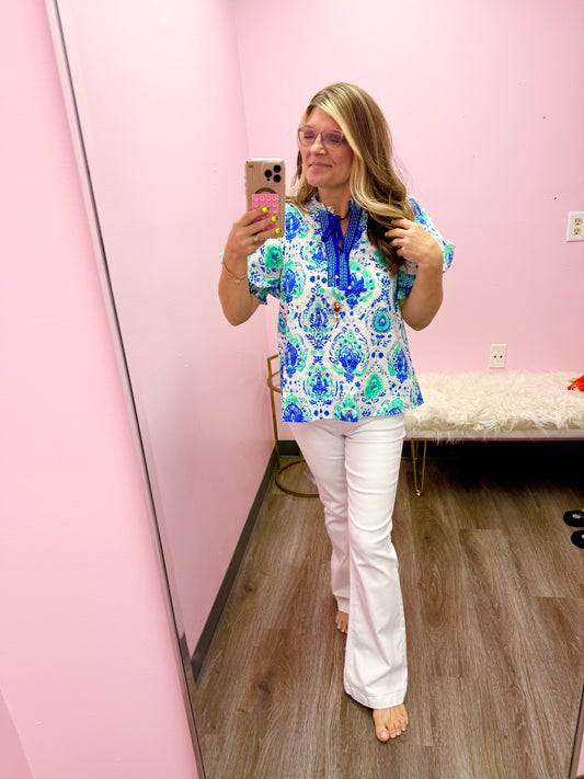 Women’s Entro Blue & Green Top