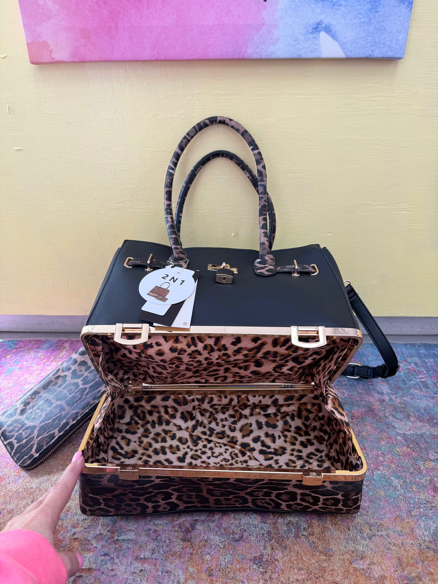 Women’s Black & Leopard Bag & Wallet