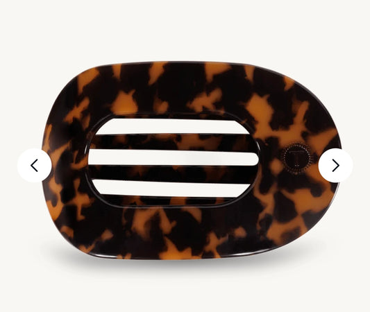 KK Tortoise Large Flat Round Hair Clip