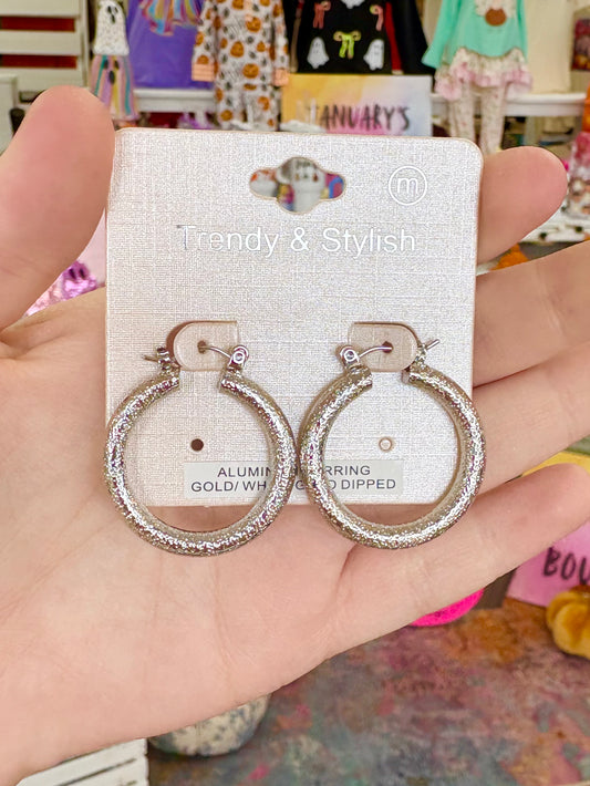 KK Small Textured Silver Hoops