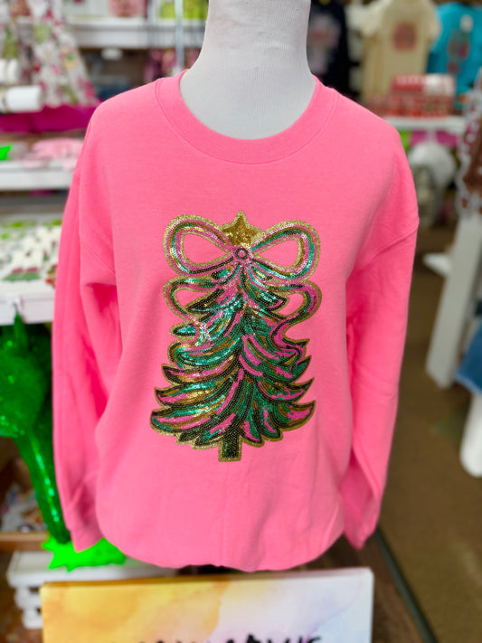 Women’s Sequin Christmas Tree Sweatshirt