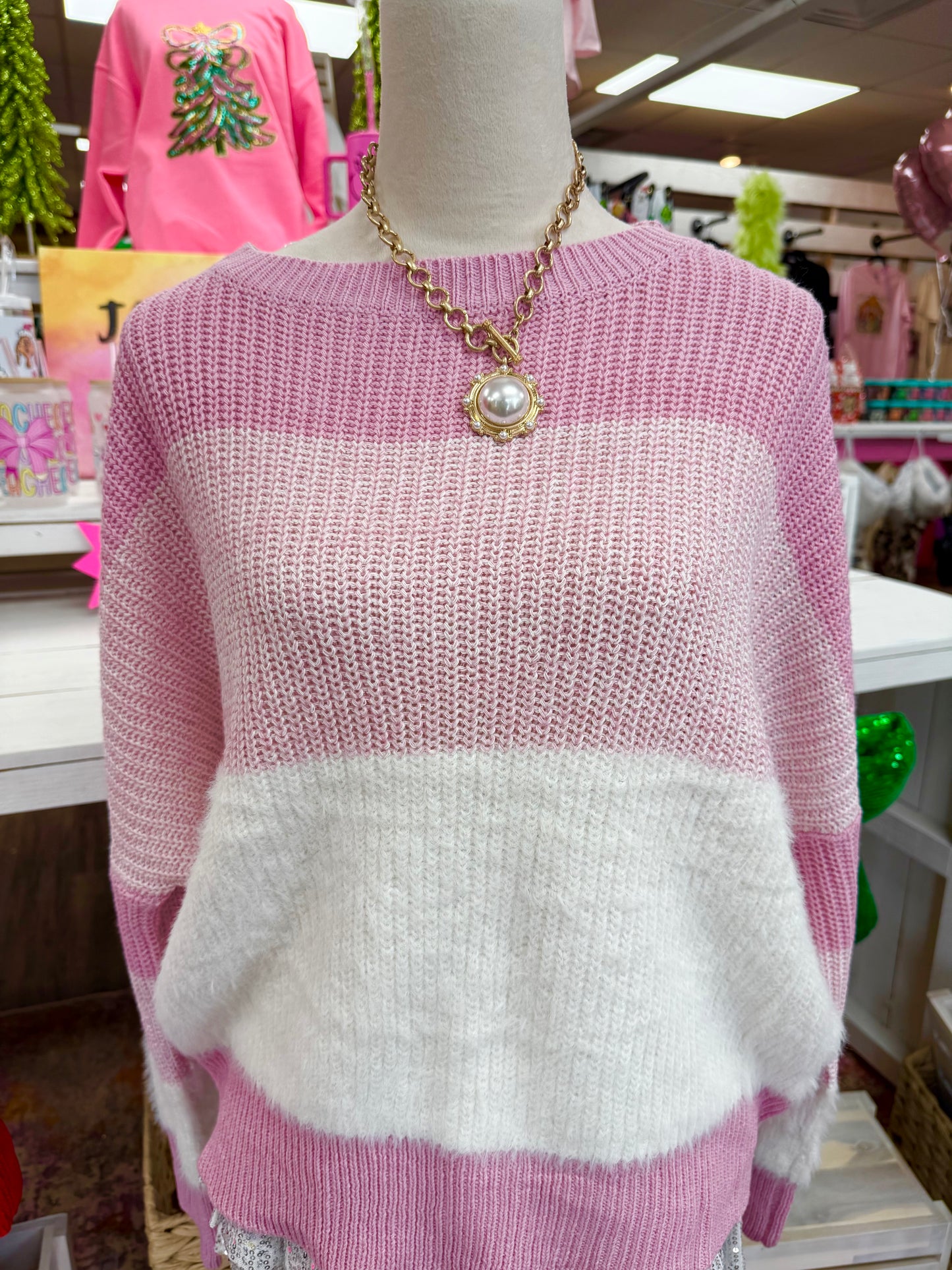 Women’s Pink Striped Sweater