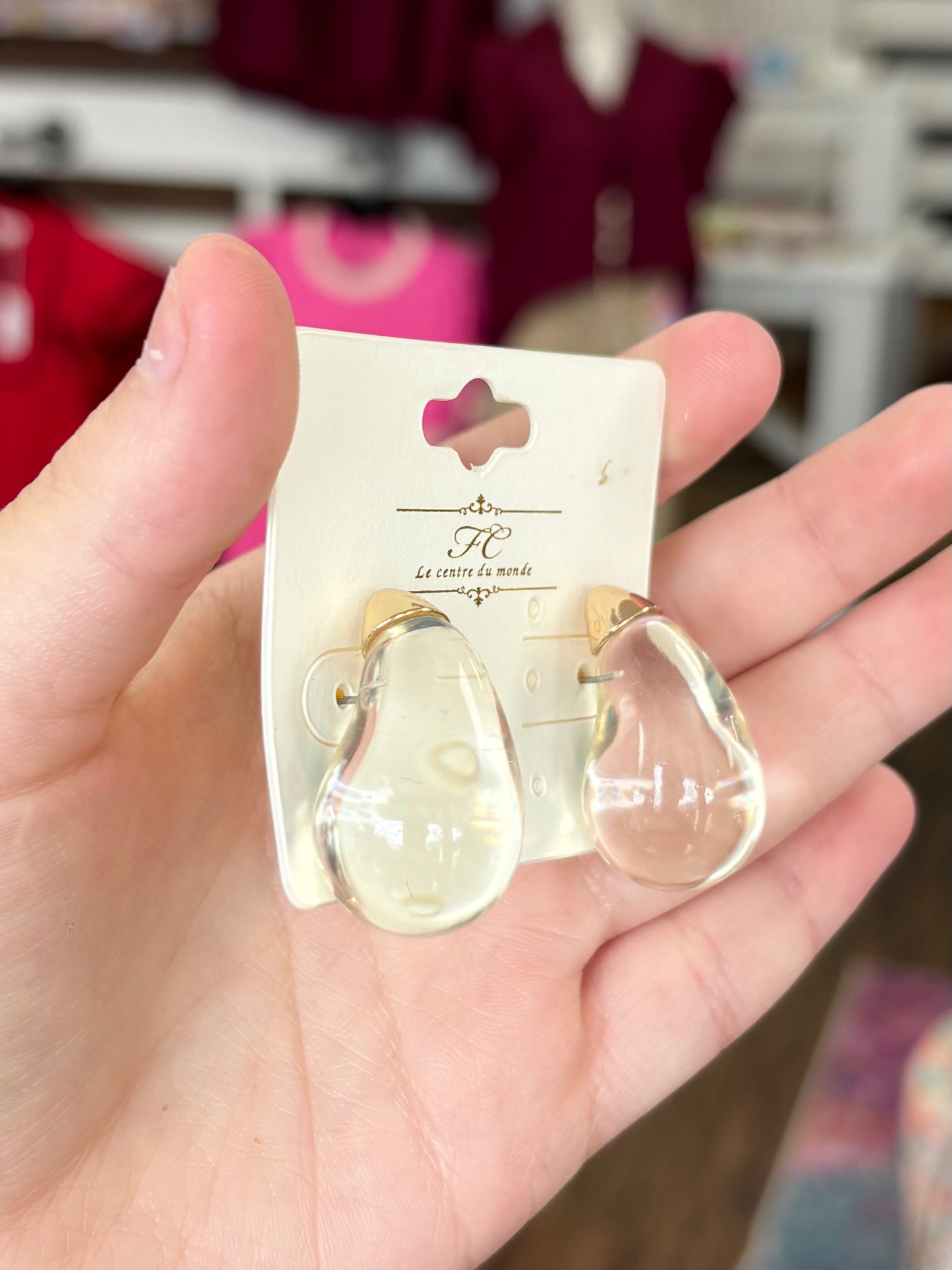 KK Clear Tear Drop Stud Earrings