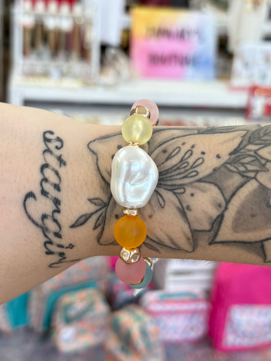 KK Multicolor Beaded Pearl Bracelet