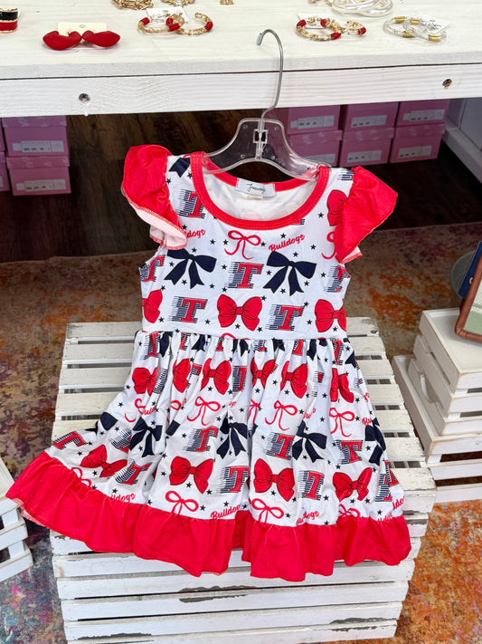 Girl’s Toombs Bulldogs Bow Dress