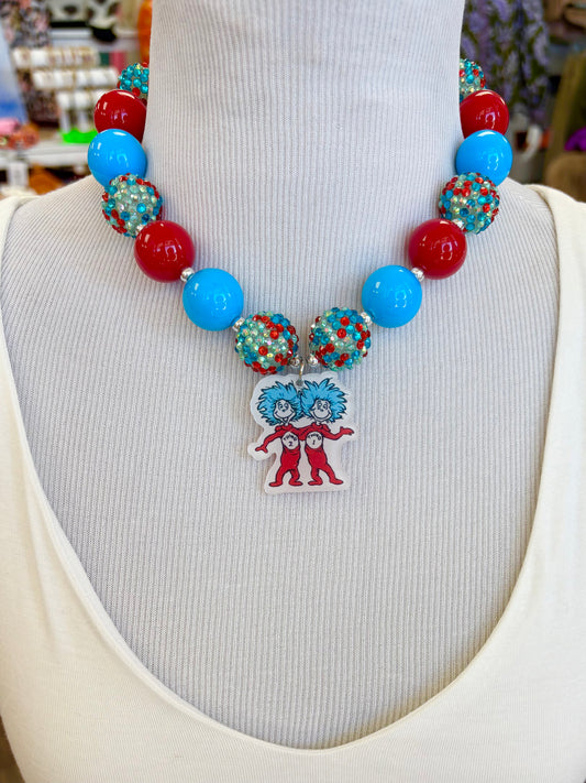Dr. Se*ss Thing Rhinestone Beaded Necklace