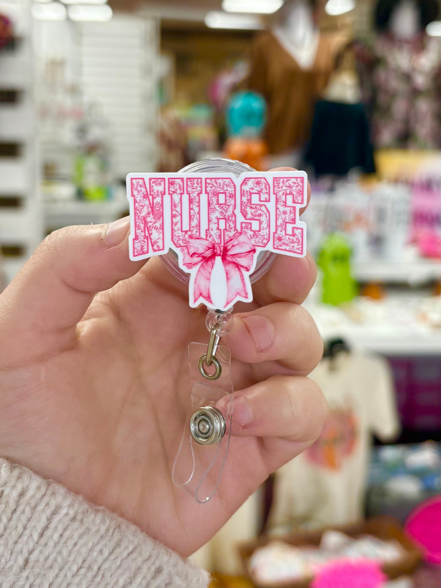 KK Pink Floral Nurse Badge Reel