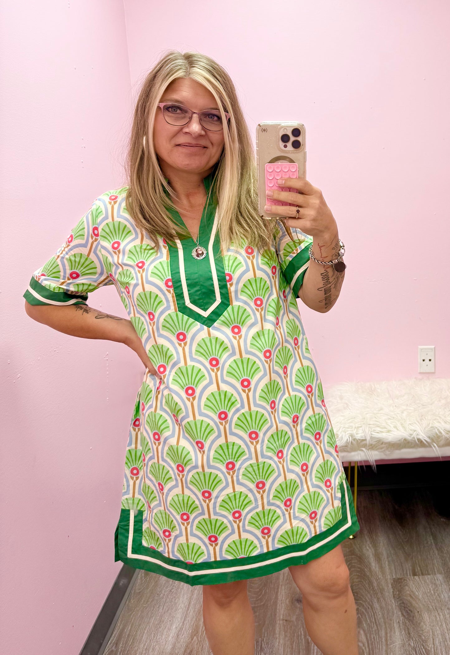 Women’s Multi Green Trim Dress