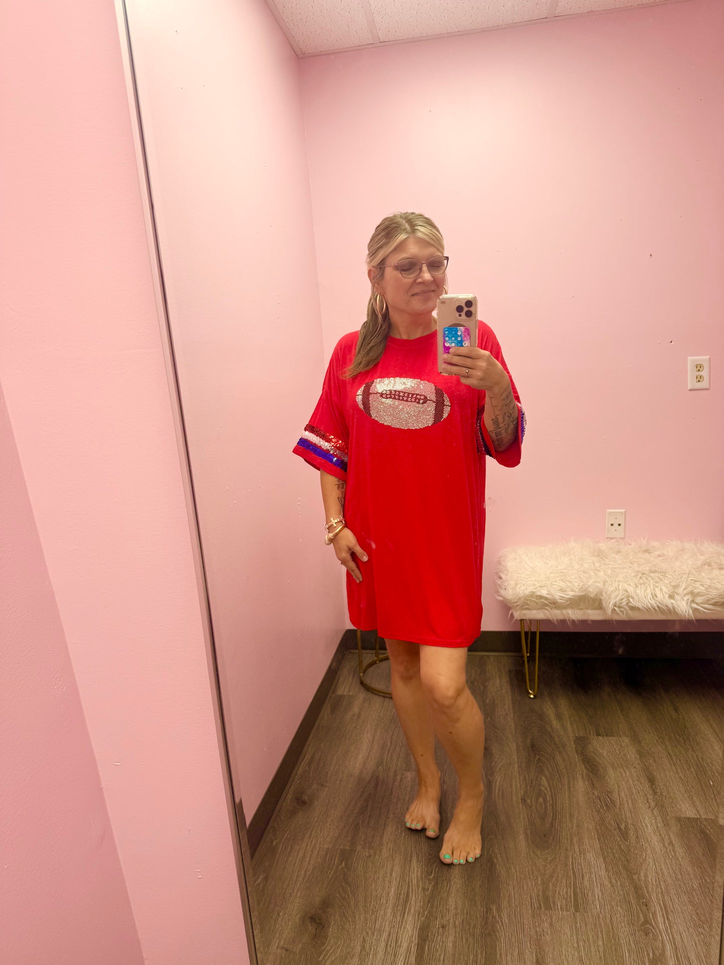 Women’s Red Sequin Football Dress