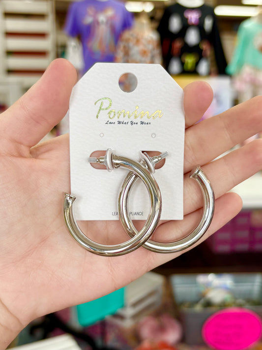 KK Chunky Silver Hoops