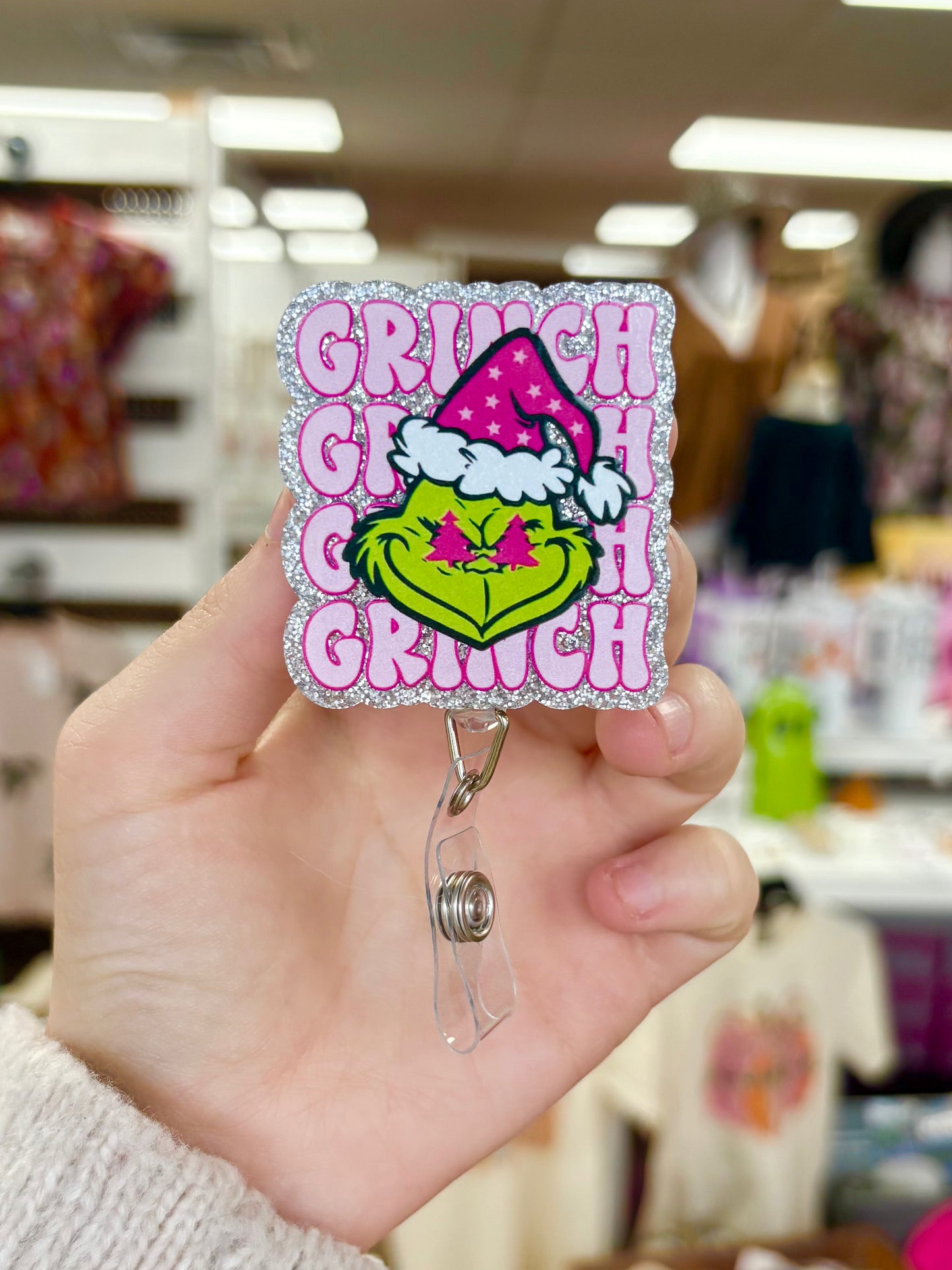 KK Pink Gr*nch Badge Reel
