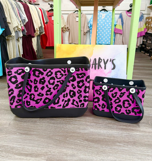 Black & Hot Pink Leopard Tote