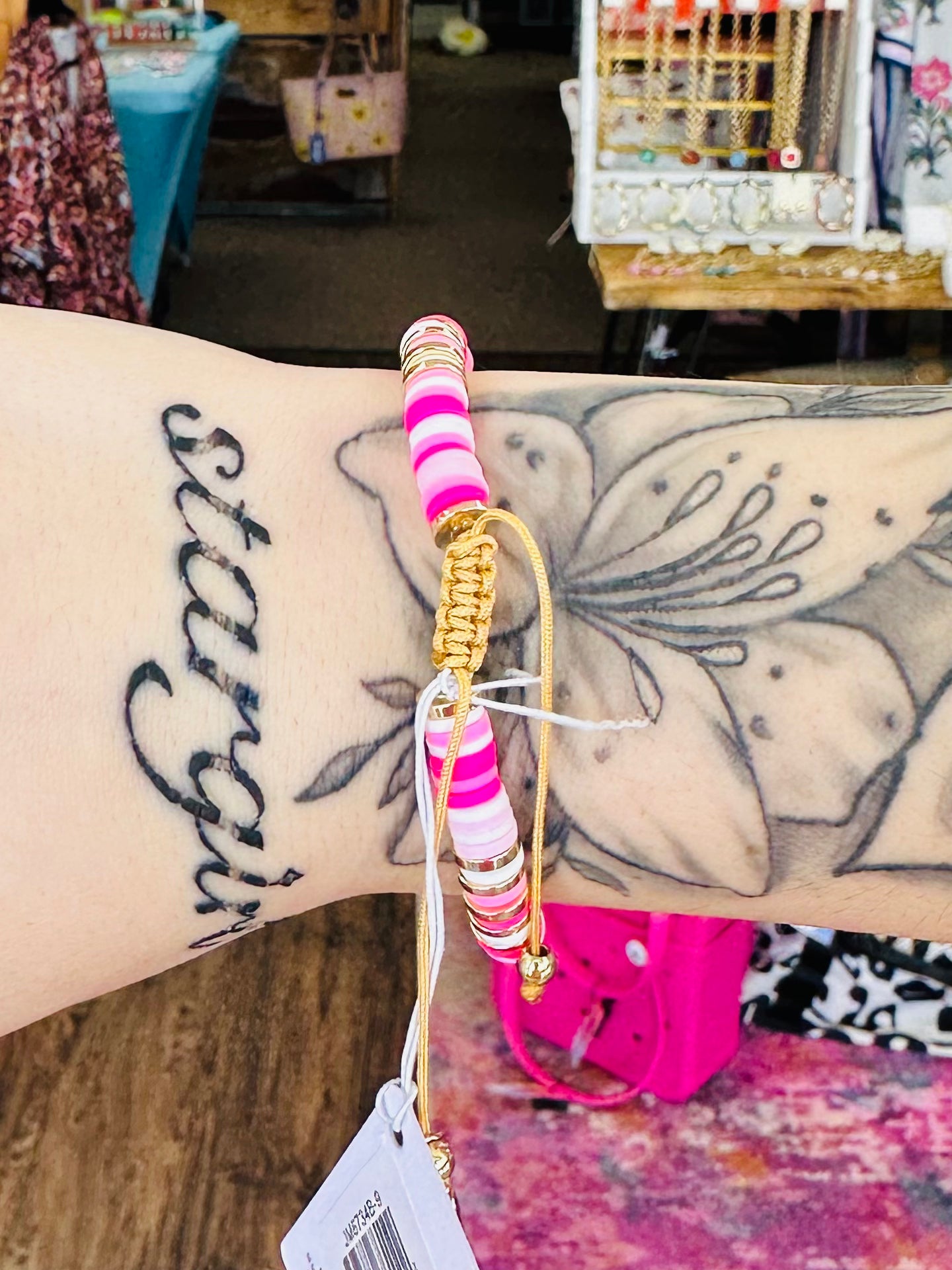 KK Jane Marie Multi Pinks Rubber Beaded Bracelet with Spacers