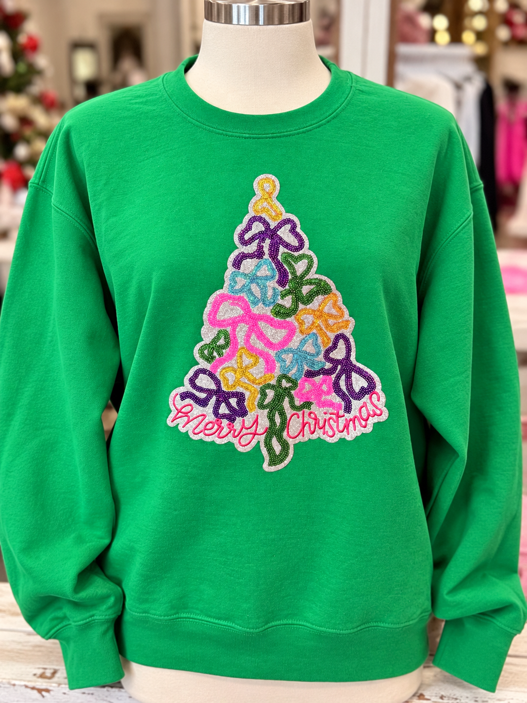 Women’s Merry Christmas Sequin Tree Sweatshirt