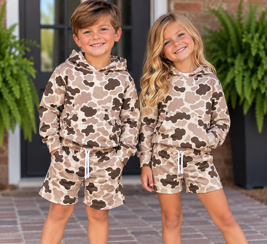 Unisex Camouflage Long Sleeve Short Set