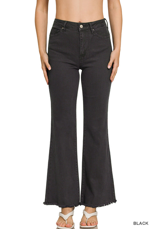 Women’s Black Acid Washed Frayed Black Jeans