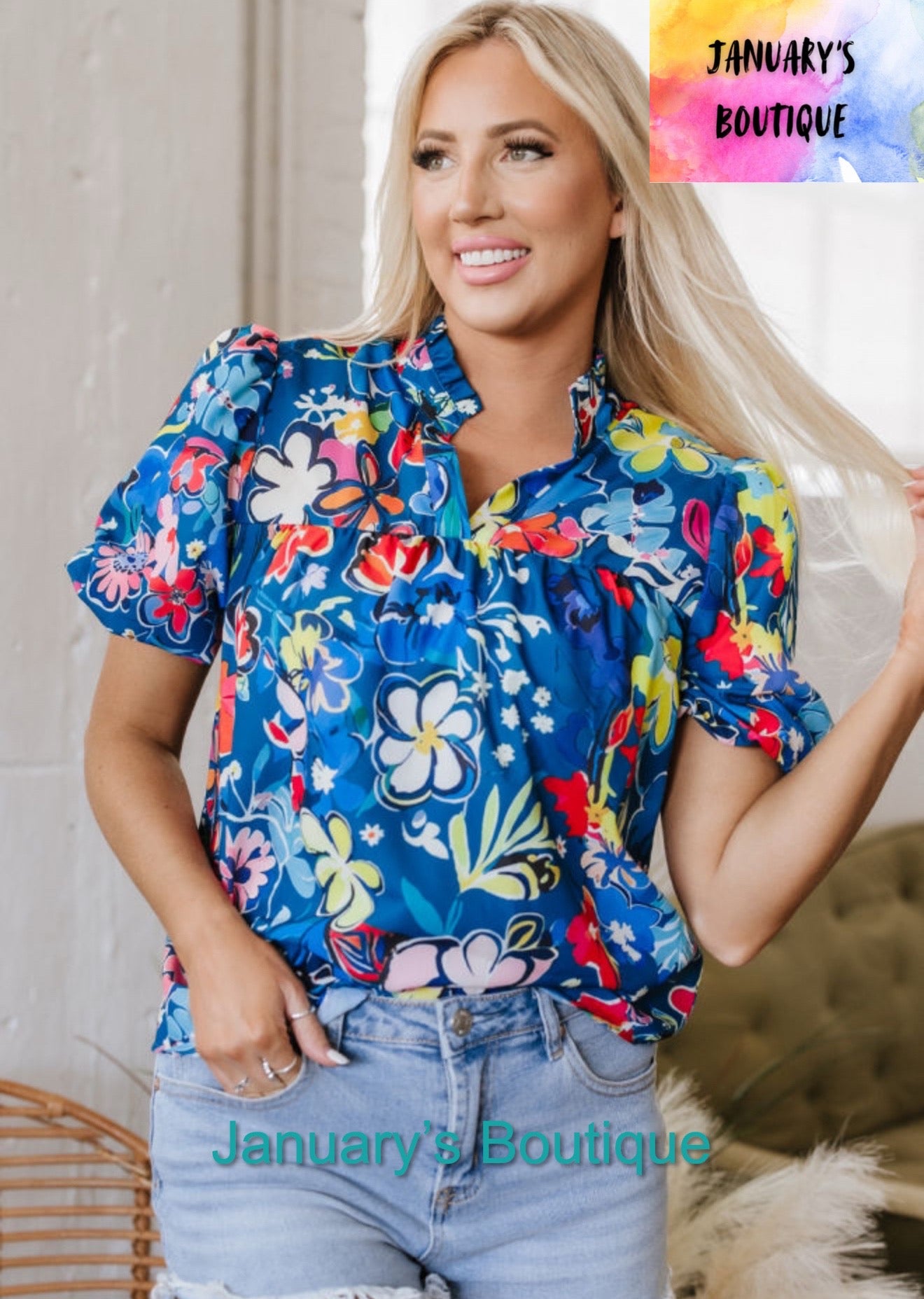 Women’s Blue Floral Top