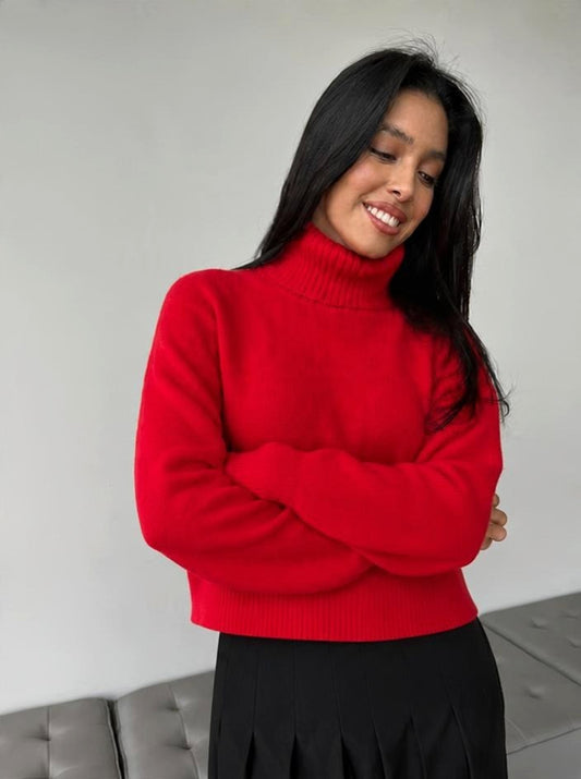 Women’s Red High Neck Sweater