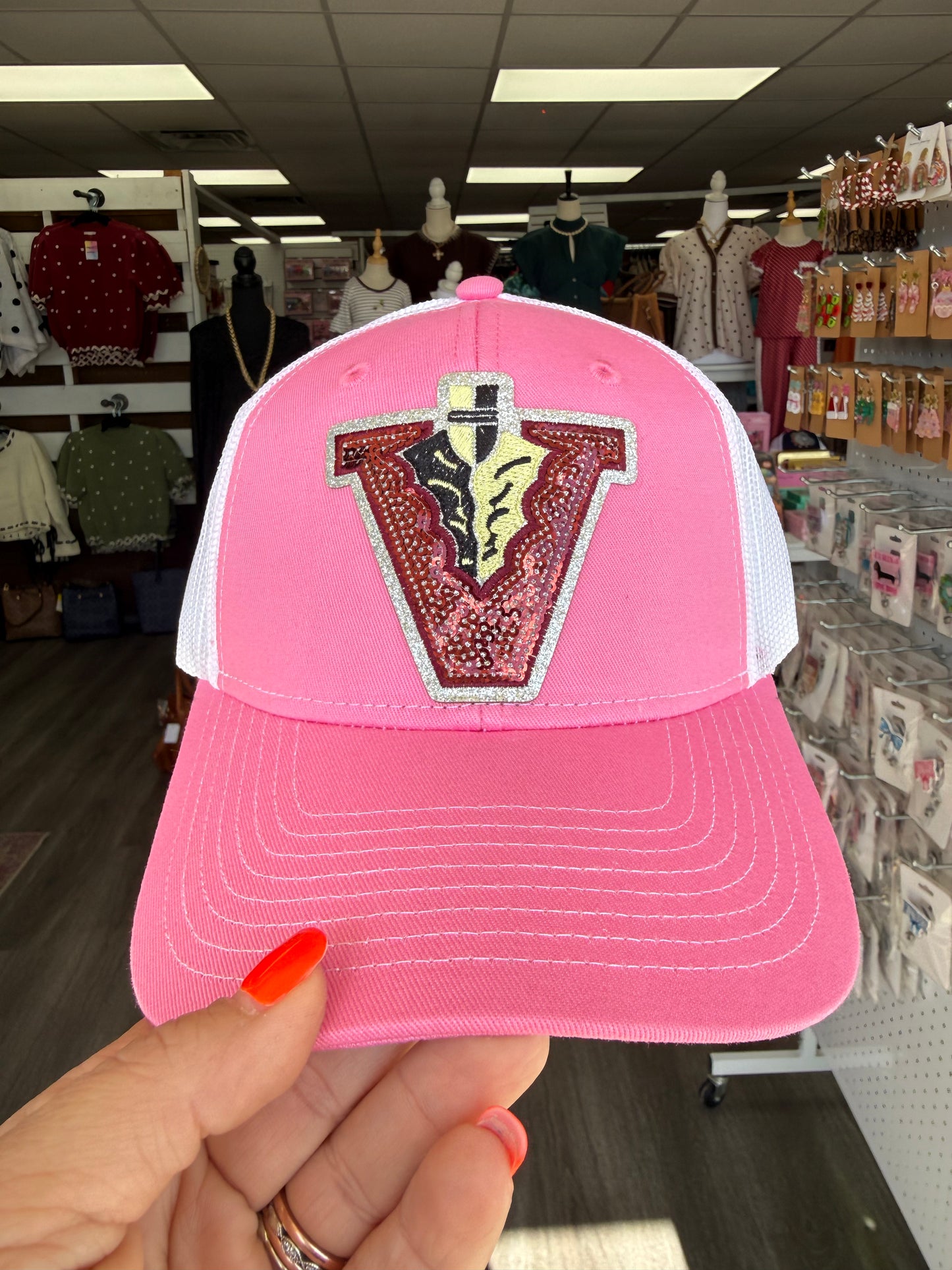 Vidalia Sequin Patch Pink Hat