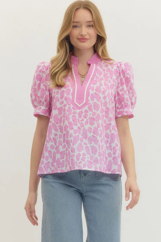 Women’s Entro Pink Leopard Top