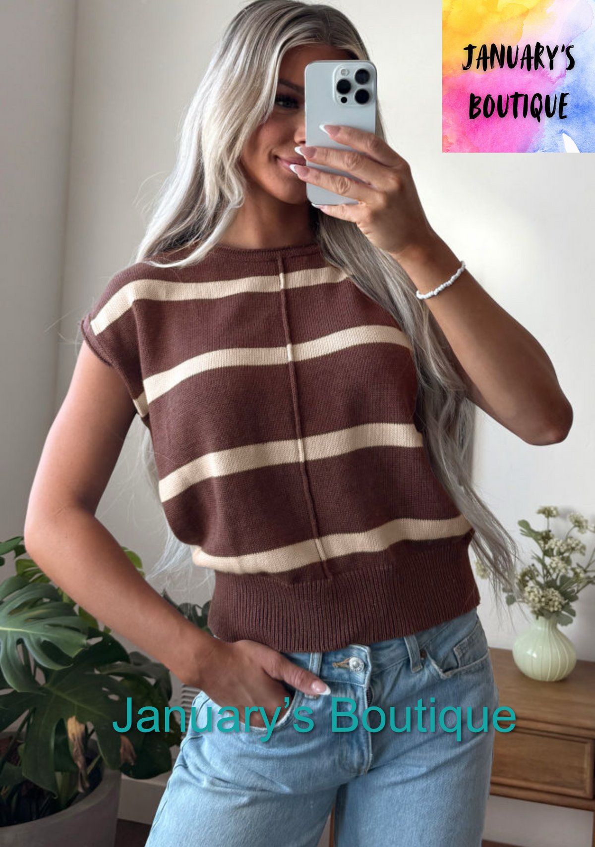 Women’s Brown Striped Sweater