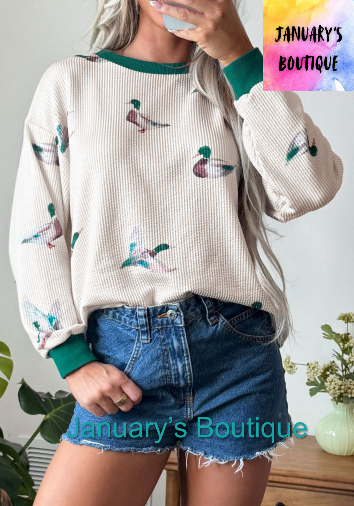 Women’s Ribbed Mallard Long Sleeve Top