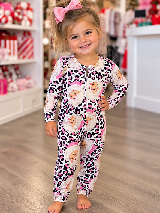 Girl’s Santa Leopard Sleeper