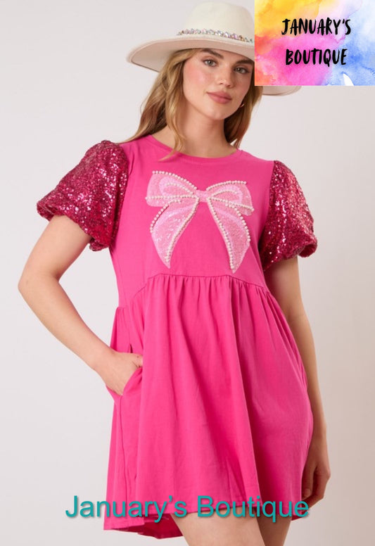 Women’s Sequins & Pearls Babydoll Dress