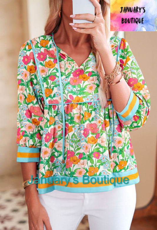 Women’s Green Floral Blouse