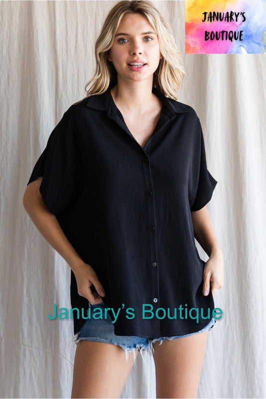 Women’s Plus Black Button-Up Top