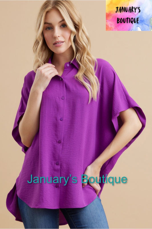 Women’s Plus Purple Button-Up Top