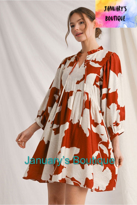 Women’s Plus Rust Floral Dress
