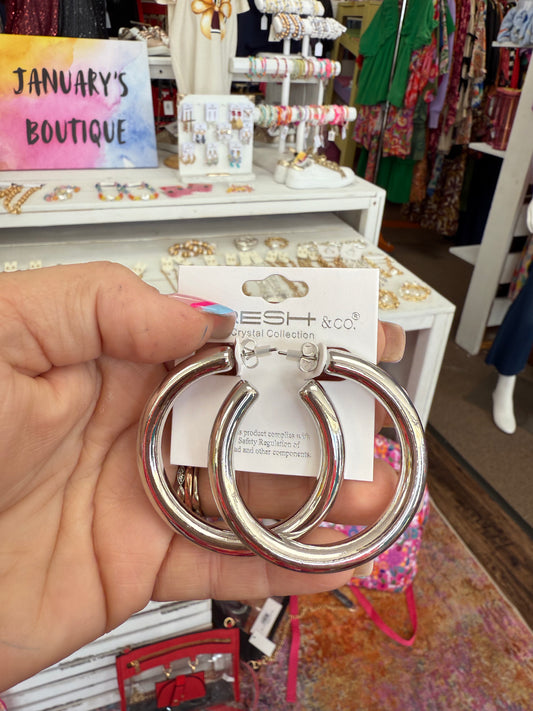 Medium Silver Hoops