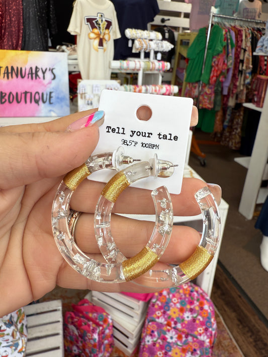 Clear & Gold Marble Hoops