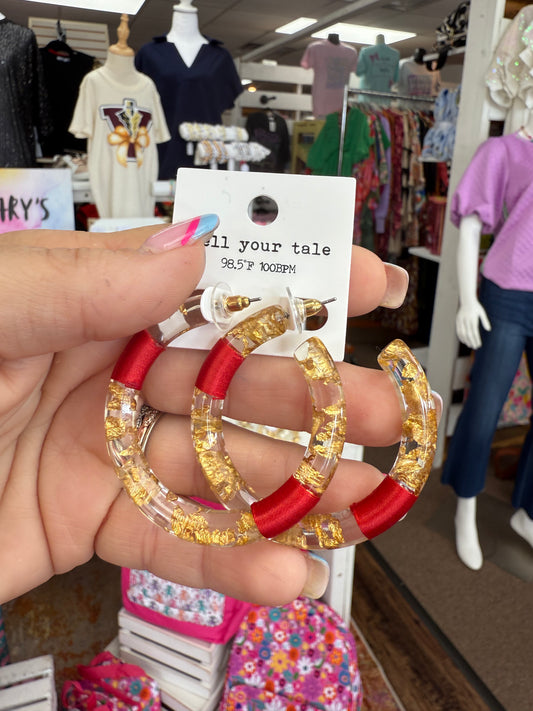Gold & Red Marble Hoops