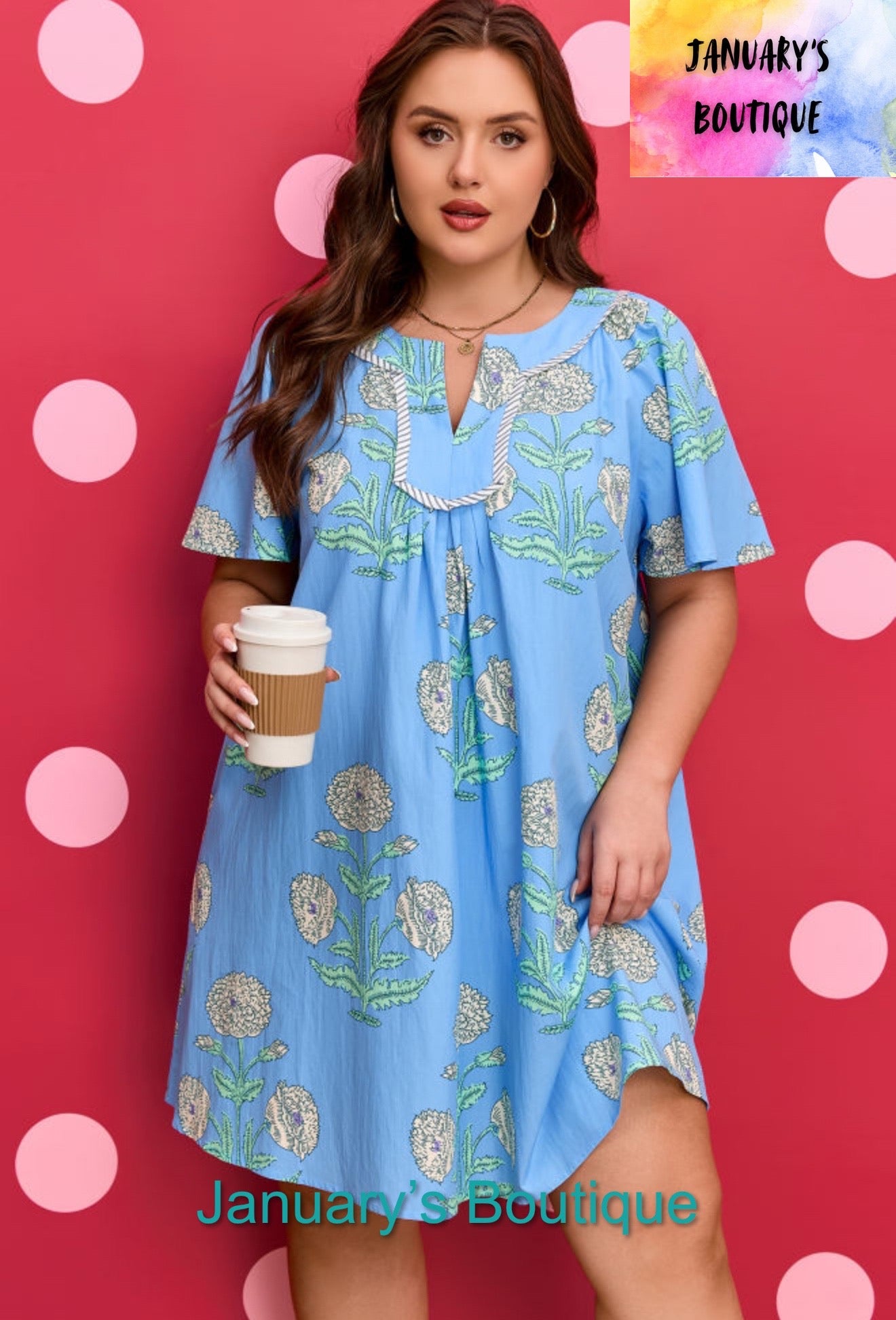 Women’s Plus Blue Floral Dress
