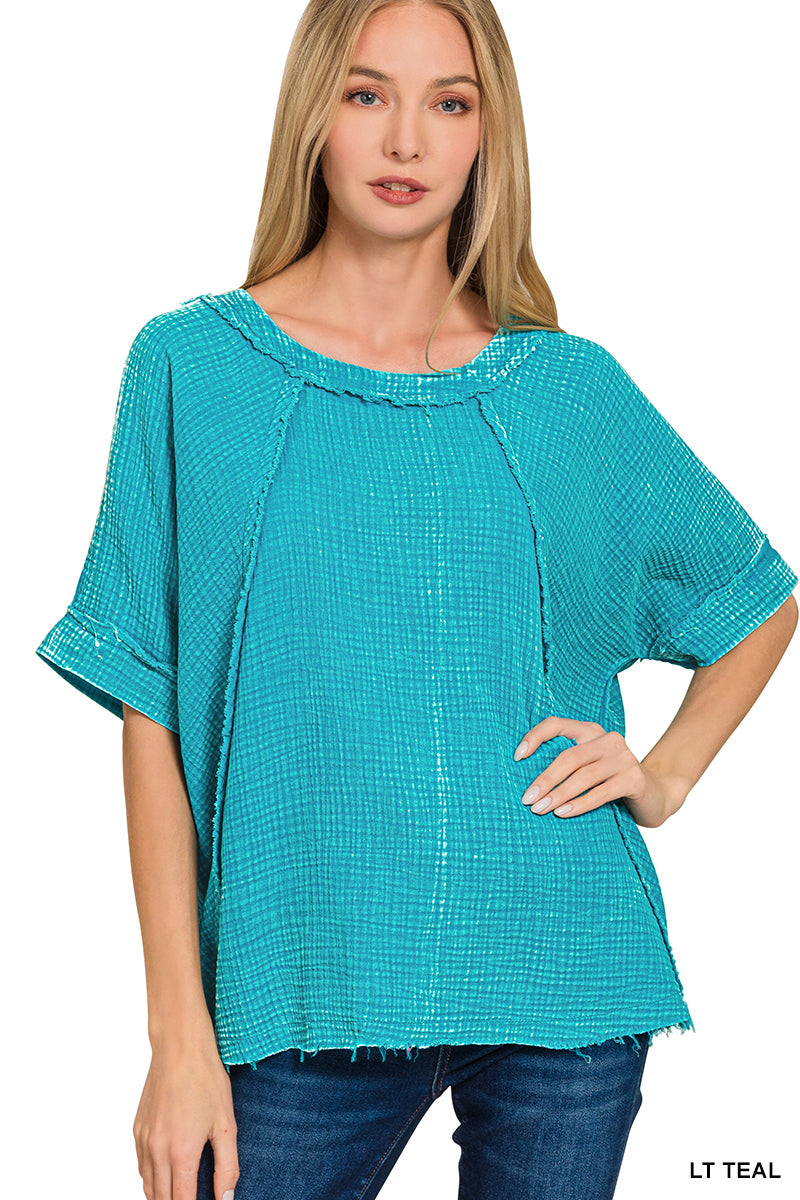 Women’s Light Teal Double Gauze Top