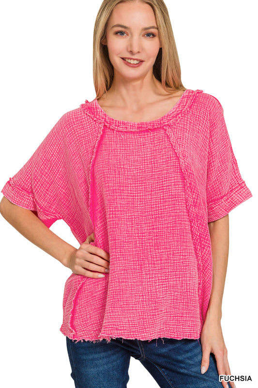 Women’s Fuchsia Double Gauze Top