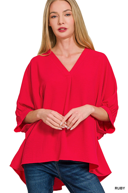 Women’s Ruby Airflow V-neck Half Puff Sleeve Top