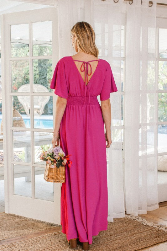 Women’s Dark Pink Wrap Maxi Dress