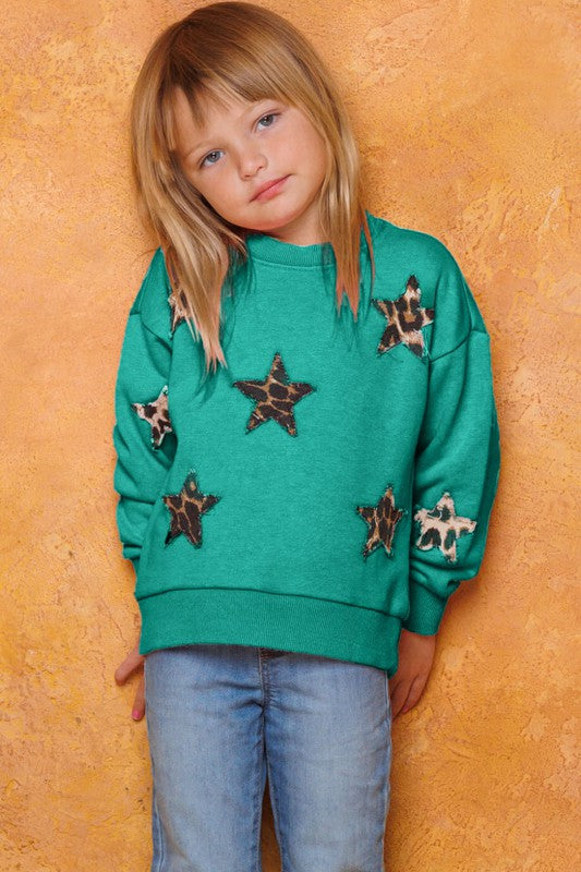 Girl’s Leopard Star Patch Top